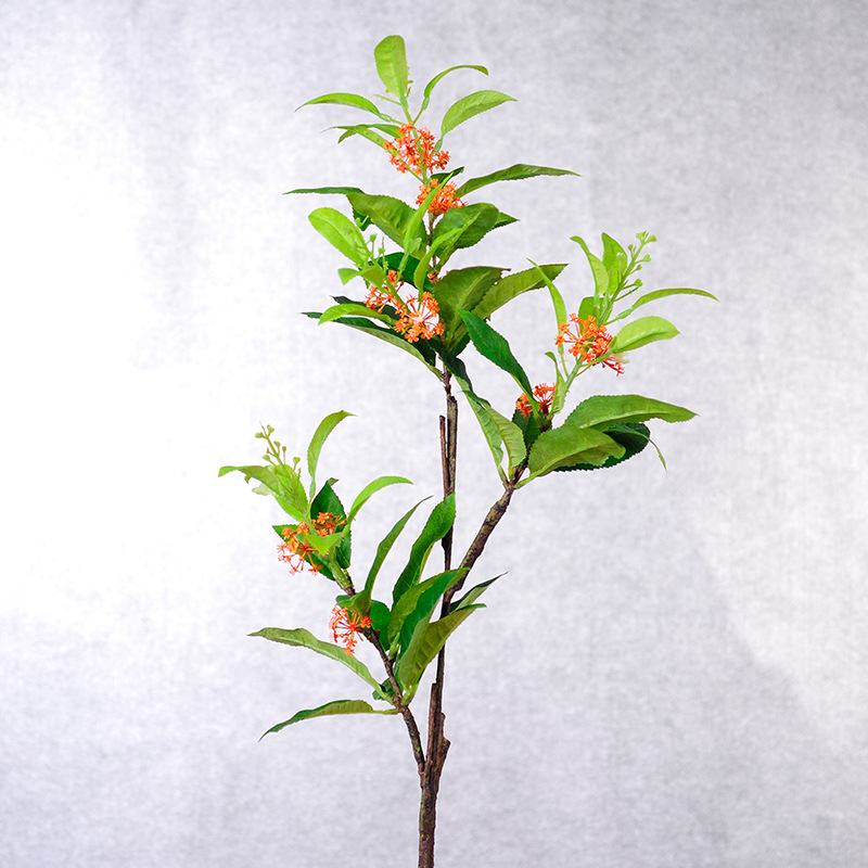 桂花枝沉香假花单支树叶树枝婚庆场景布置插花装饰花塑料花束