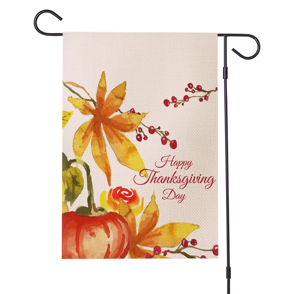 跨境热销  感恩节系列防水亚麻花园旗 双面庭院节日旗 支持定制