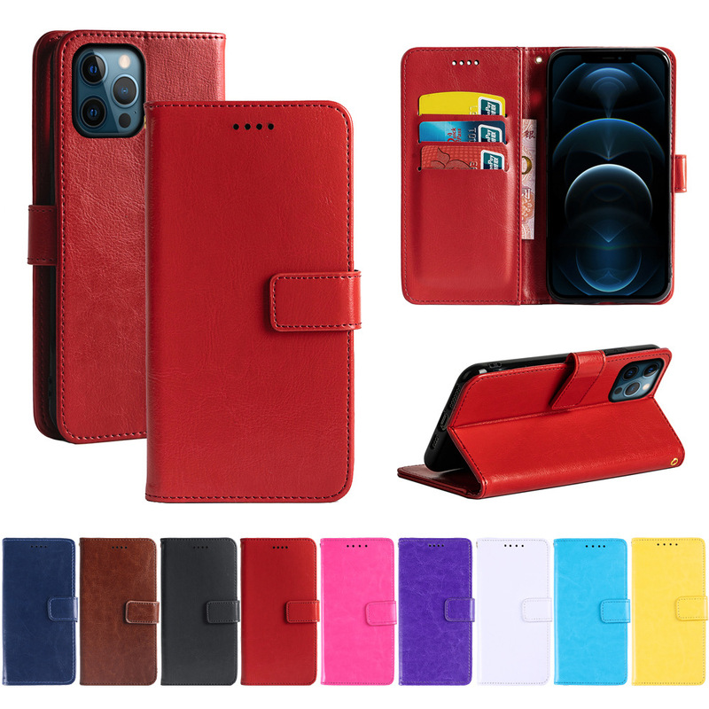 Suitable for Apple 16/15Promax/14/11 Mobile Phone Leather Case Iphonese3 Flip Cover Case with Leather Anti-Fingerprint
