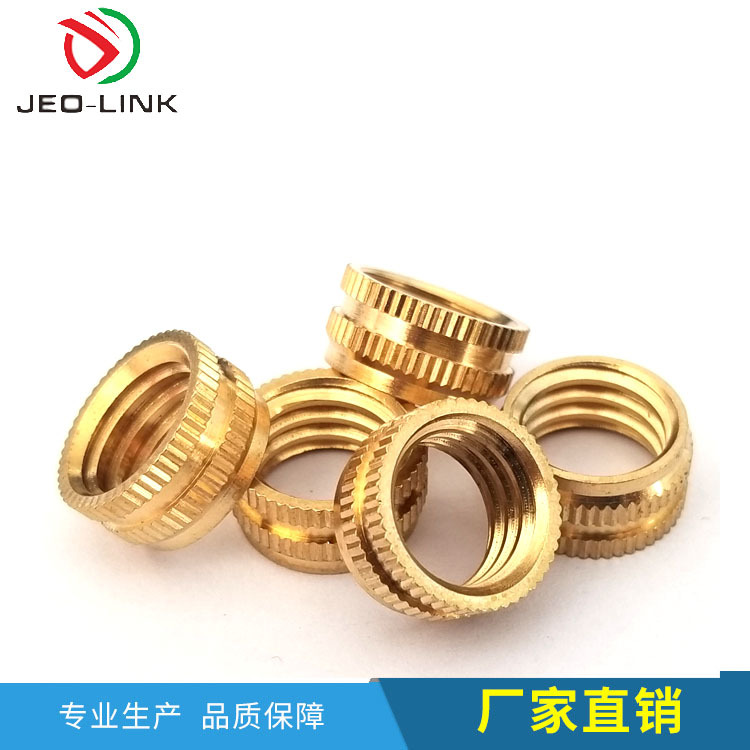 M3直纹热熔铜螺母 通孔铜螺帽滚花铜螺母 注塑预埋铜镶件非标可定