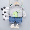 Autumn cartoon set, scarf, denim shirt, 2021 collection, Korean style, long sleeve