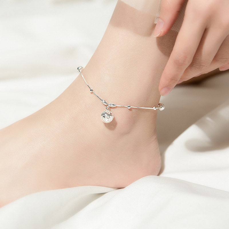 Eloch s925 plata coreana renacimiento palacio campana pulsera de tobillo esfera hueca joyas de tobillo de moda S1687