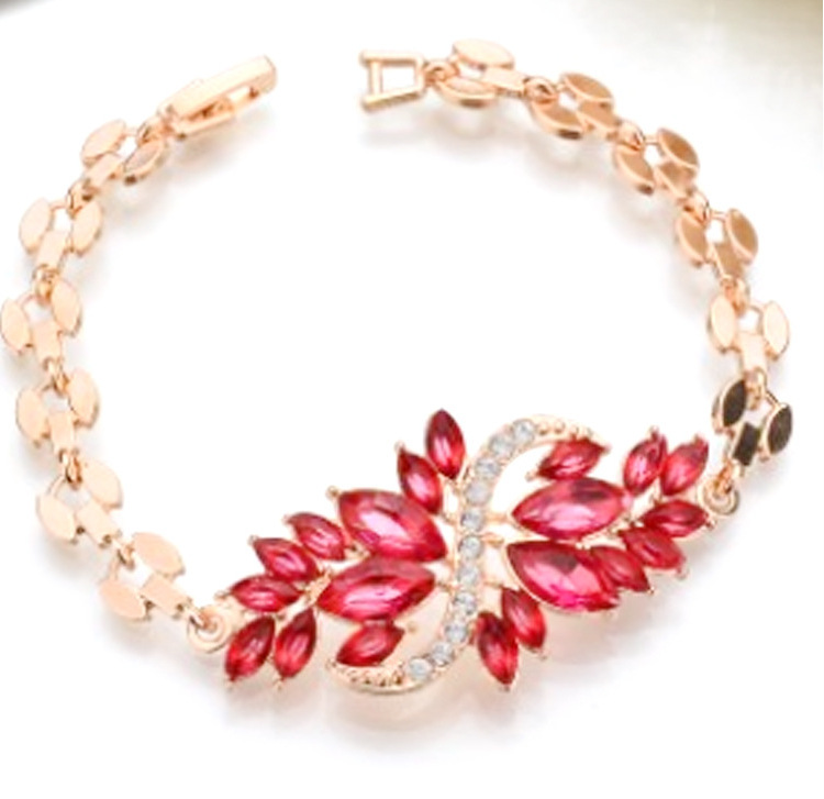 Popular Diamond Inlaid S-Shaped Resin Flower Bracelet