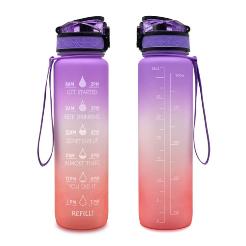 Amazon Style 1L Gradient Frosted Travel Mug 1000ml Space Cup Bouncing Lid Student Water Bottle Large Capacity
