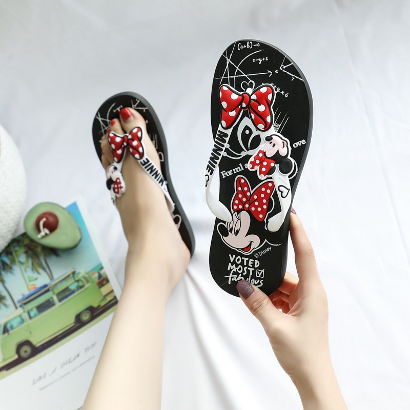 Disney's new summer cartoon flip-flops non-slip indoor breathable casual flat heel clamps outside wear beach shoes