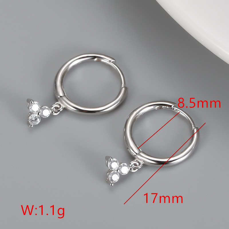 Inlay Design 1 Pair 925 Sterling Silver Zircon Triangle Drop Earrings