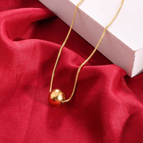 Golden ball bead necklace for women, light luxury niche clavicle necklace ins cool style fashion versatile temperament internet celebrity jewelry