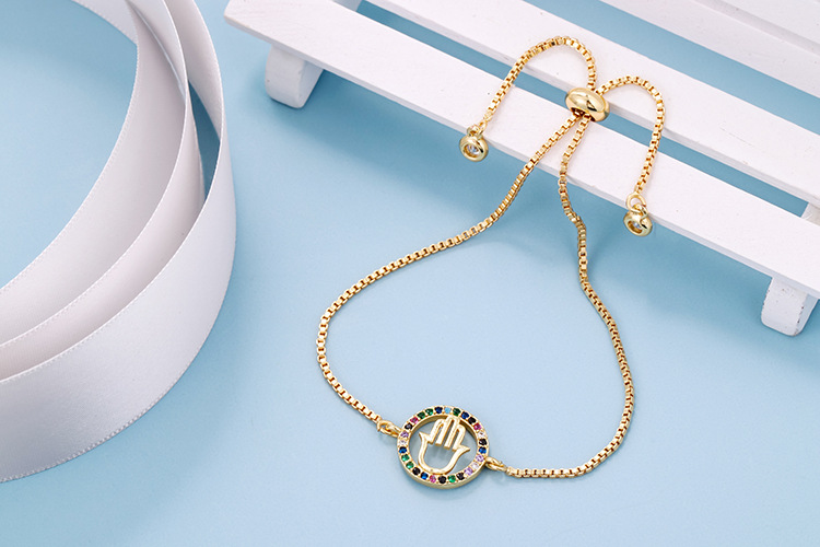 10g Weight Bracelets Classification Anniversary, Business, Travel Occasion Copper Material Geometric Pattern Women'S Gender Fashion Style Fashion Rainbow Zircon Geometric Pull-out Bracelet 21