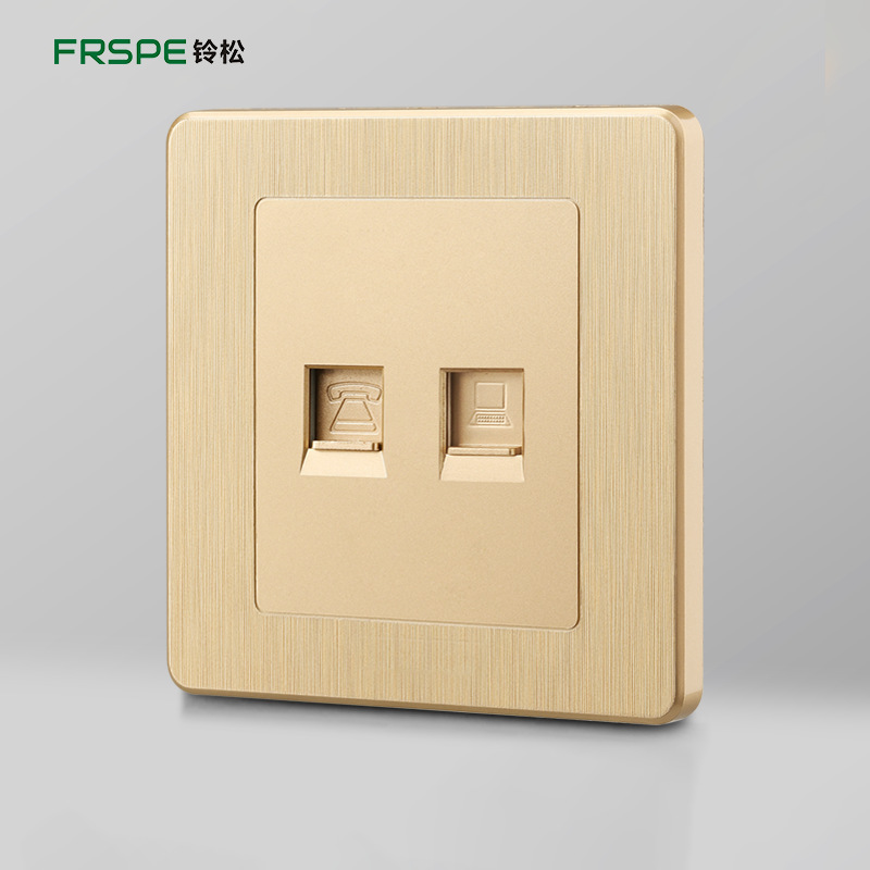 Panel de enchufe de interruptor de pared de oro cepillado 86 tipo de teléfono de computadora de una sola pieza de panel de toma de fábrica al por mayor