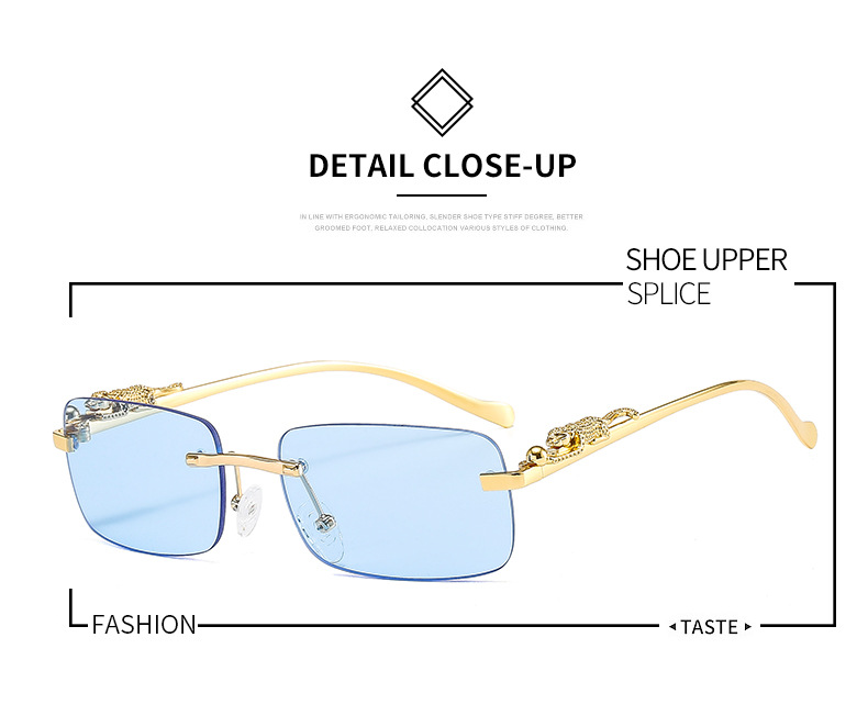 PC, UV400 Protection Lens Material Square Glasses Style Travel Occasion Fashion Animal PC UV400 Protection Square Frameless Women's Sunglasses