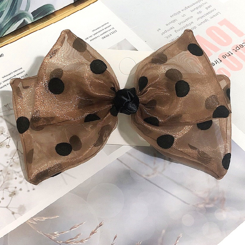 Korean Explosions Wave Dot Mesh Yarn Bow Fabric Hair Accessories Ponytail Fashion Lady Eugen Yarn Hairpin Wholesale Nihaojewelry display picture 5