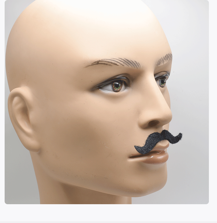 Cross-border foreign trade export dance party costume props for men and women, fine beard simulation black and pink figment-shaped beard toys detail image 6