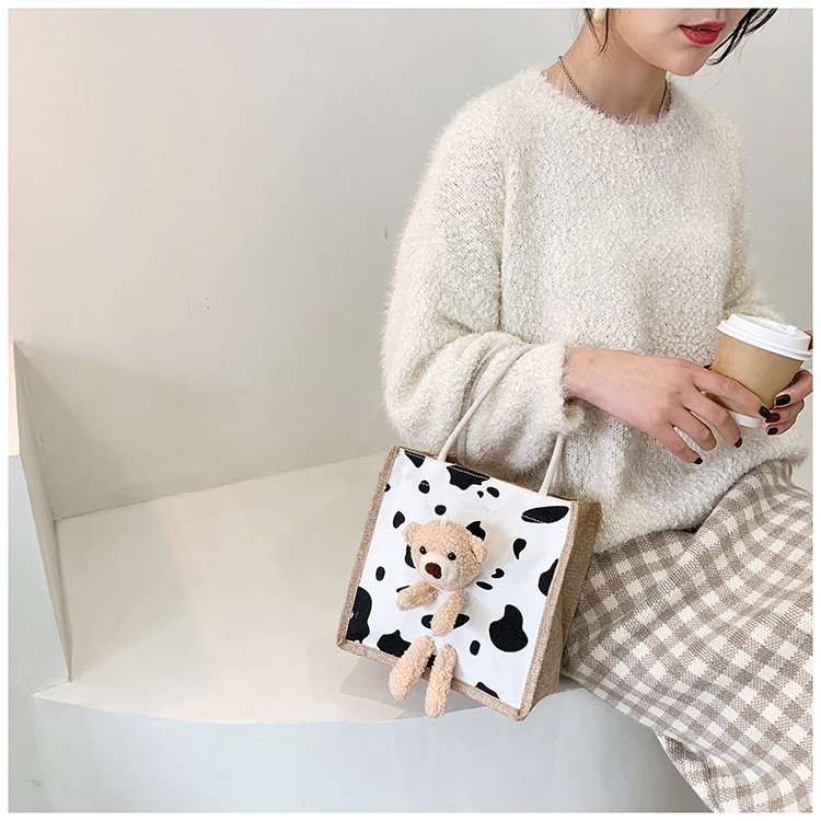 Wholesale 2020 new Instagram winter cute bear Japanese women's bags, cartoon student fashion hand-held trendy fabric bags undefined
