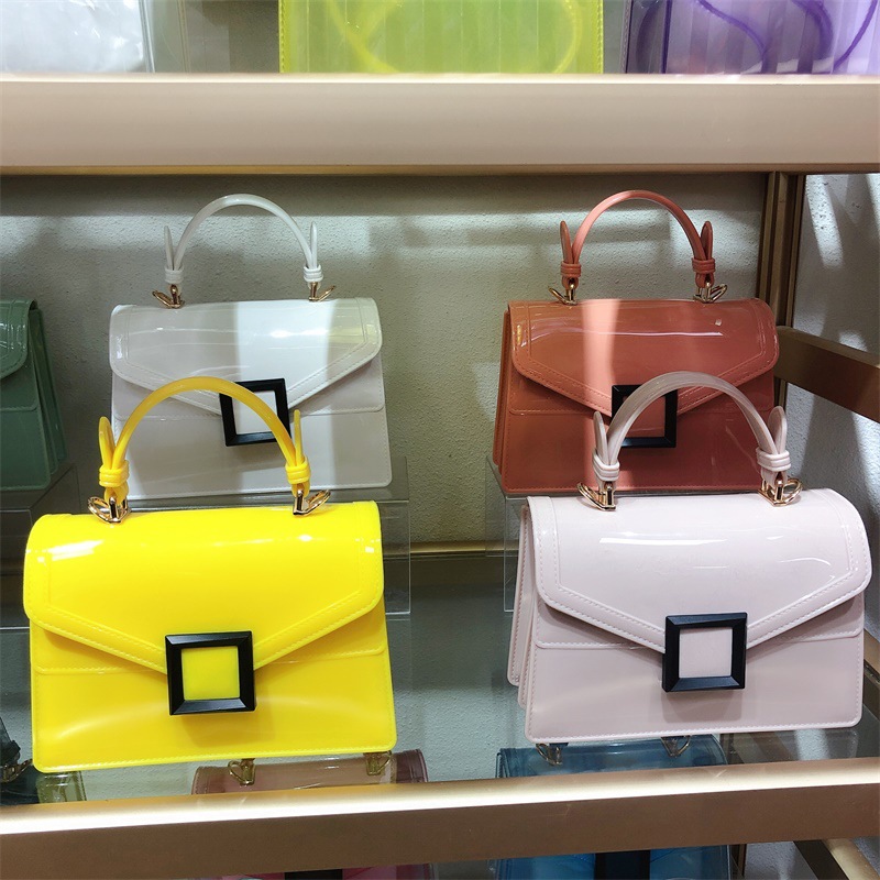 Clearance jelly bag, transparent pvc women's bag, gradient color small square bag, handbag, single-shoulder crossbody women's bag in stock undefined
