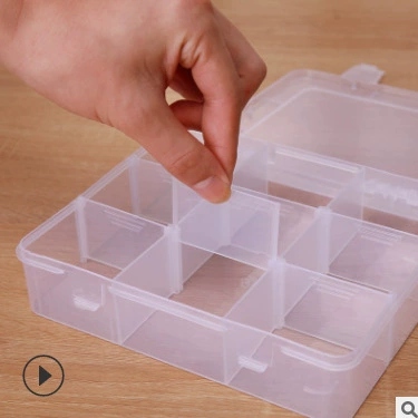 Square transparent plastic detachable electronic storage box, accessory, toy, 9 cells