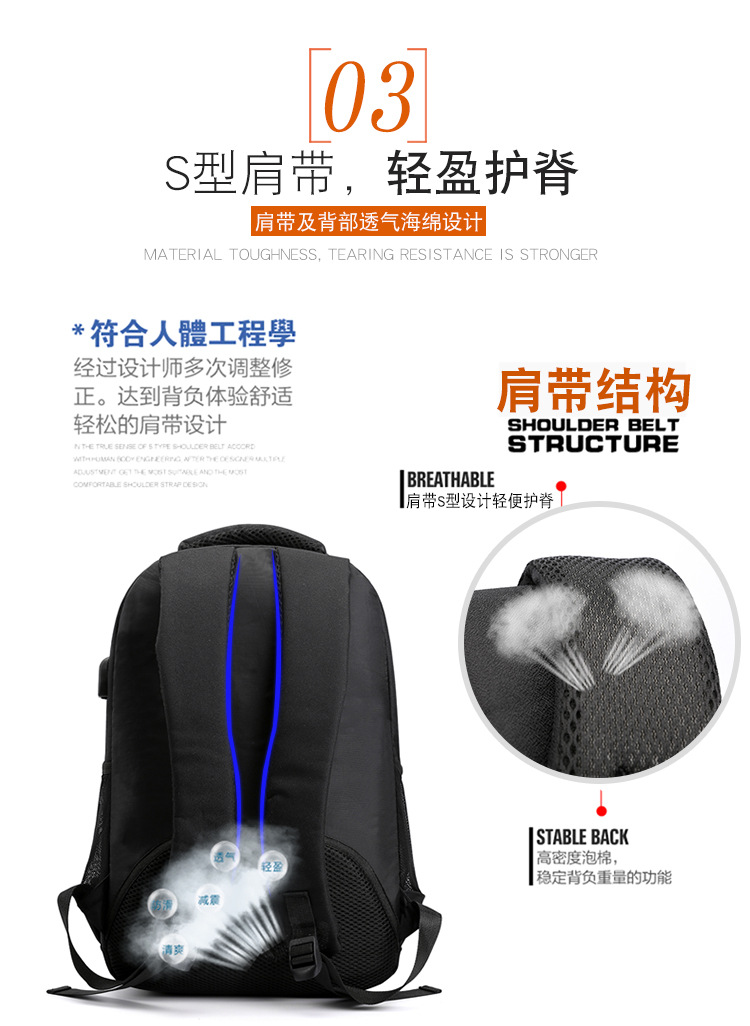 Water-resistant backpack, casual backpack without logo, supports customized backpack, 16-inch computer case, business trip bag for men, business undefined