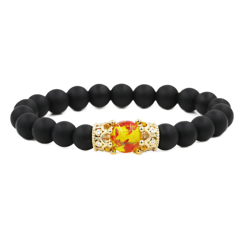 Hot Sale Micro Inlaid Zircon Small Crown Bracelet 8mm Black Glitter Stone Bracelet Crown Bracelet display picture 3