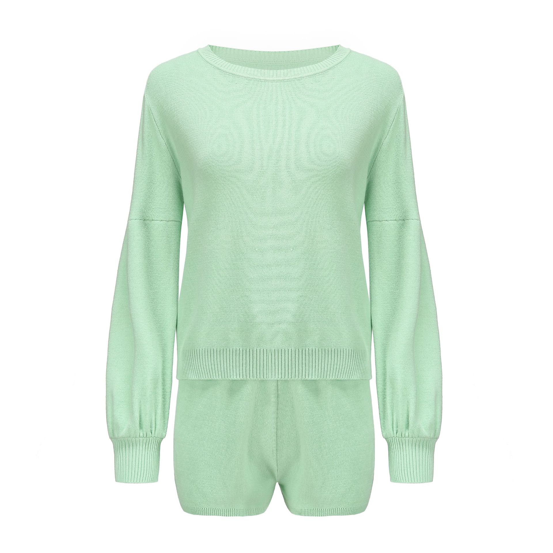 Women's Sweater Set Summer Macaron Colour Matching Co-ord Suit_voghion.com