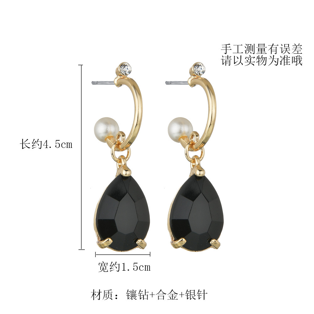 925 Silver Needle Retro Baroque Fashion Pearl Drop Black Diamond Earring Wholesale Nihaojewelry display picture 3