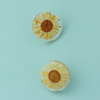 Resin, brand round earrings, flowered, South Korea, handmade, silver 925 sample