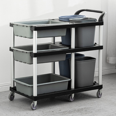 hotel dining car three layers garden cart dining car Bowl car Trash multi-function Plastic Restaurant Hotel garden cart