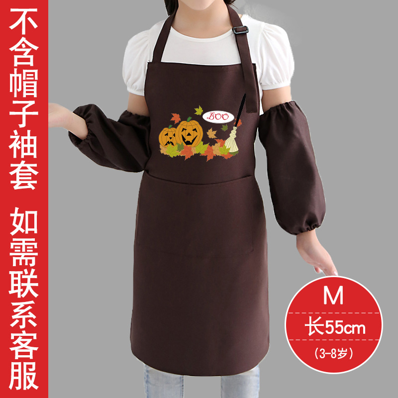 Estilo coreano de los niños delantal sin mangas Navidad Halloween tema actividad ropa comer pintura delantal protector imprimible