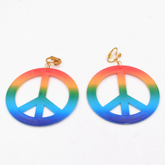 Hippie suit accessories, retro peace charm set decoration, colorful peace charm earrings, festival COSPLAY