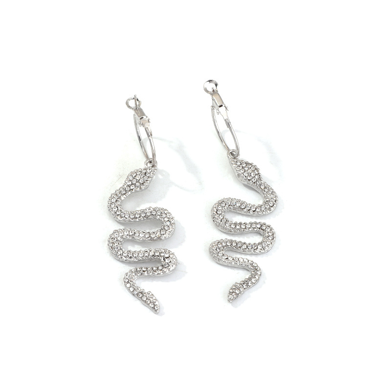 Fashion Jewelry Exaggerated Fashion Metal Diamond Snake Element Earrings Personality Wild Metal Earrings Wholesale Nihaojewelry display picture 3