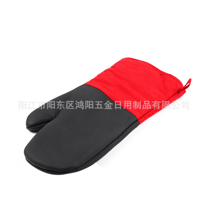 Guantes para hornear resistentes a altas temperaturas engrosados horno de microondas guantes antiquemaduras guantes aislantes térmicos tela de algodón alargada grande