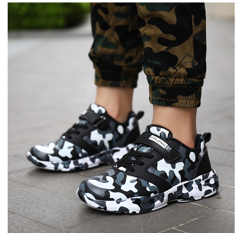 autumn new childrens leather camouflage sneakers student military training running shoes boys and girls shoespicture1