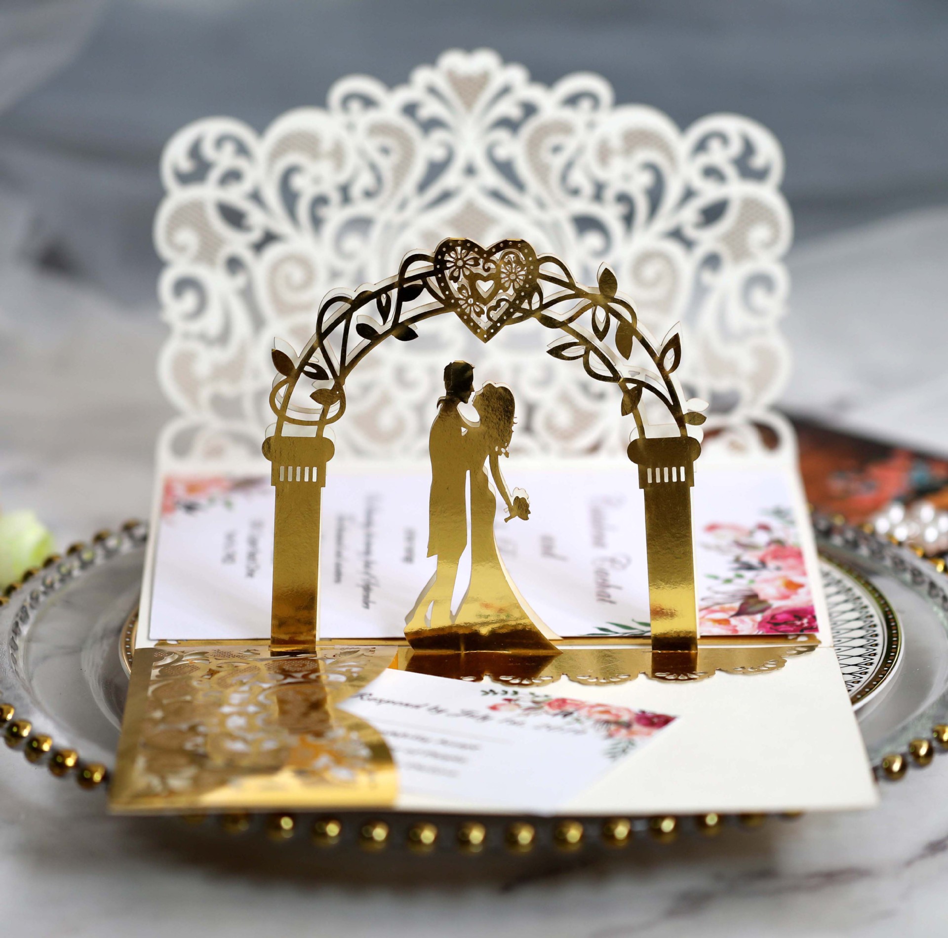 Cute Double Heart Solid Color Iridescent Paper Wedding display picture 2