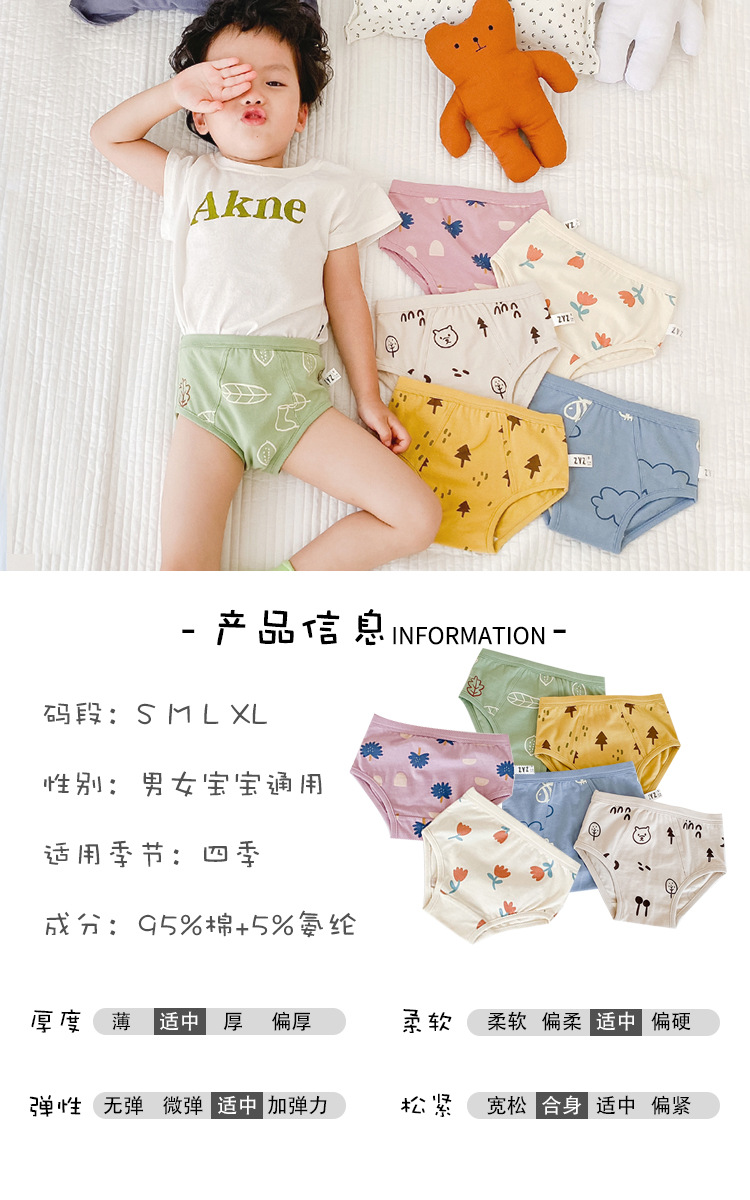 Children's Trendy Autumn And Winter Fresh Illustration Four-corner Boys Cotton Underwear Wholesale display picture 14