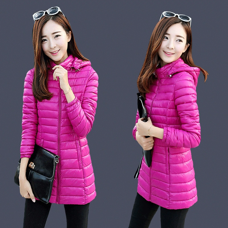 2023 Одежда на хлопковой подкладке Женская куртка средней длины больших размеров с хлопковой подкладкой Пальто Корейская женская одежда Приталенный легкий пуховик с хлопковой подкладкой