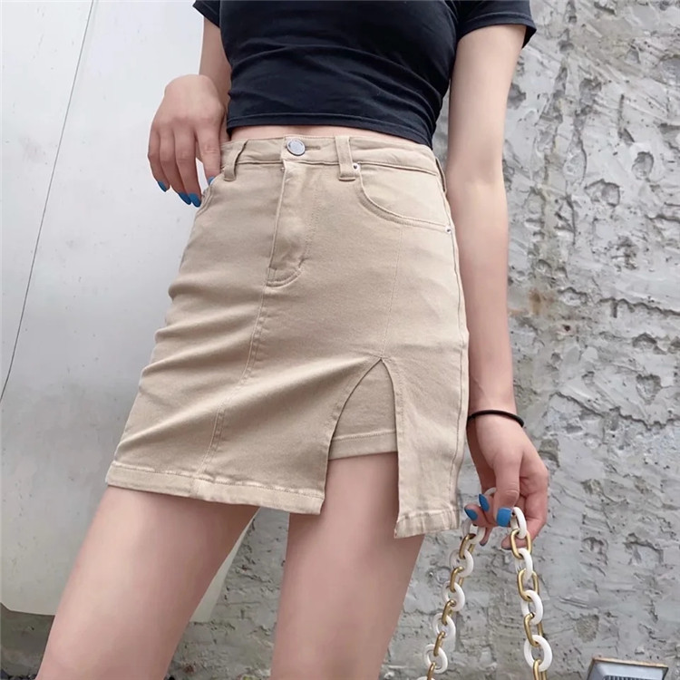 high waist side slits denim skirt  NSLD28941
