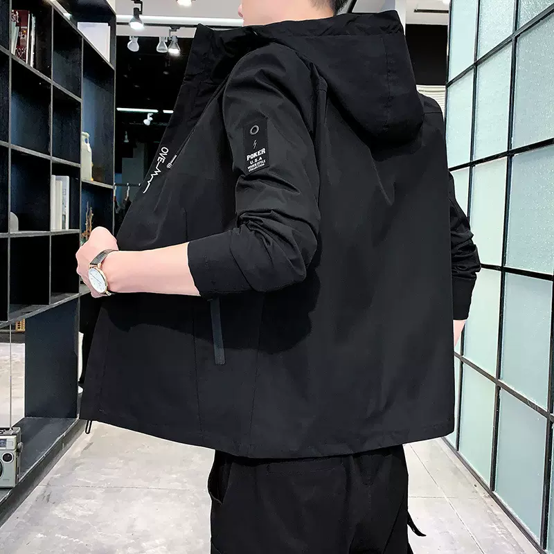 2023秋季男士翻领风衣外套时尚简约青年薄款外套春秋韩版潮流男装