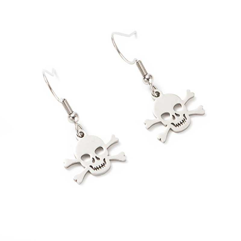 Skull Fully Polished Cut Earrings display picture 4