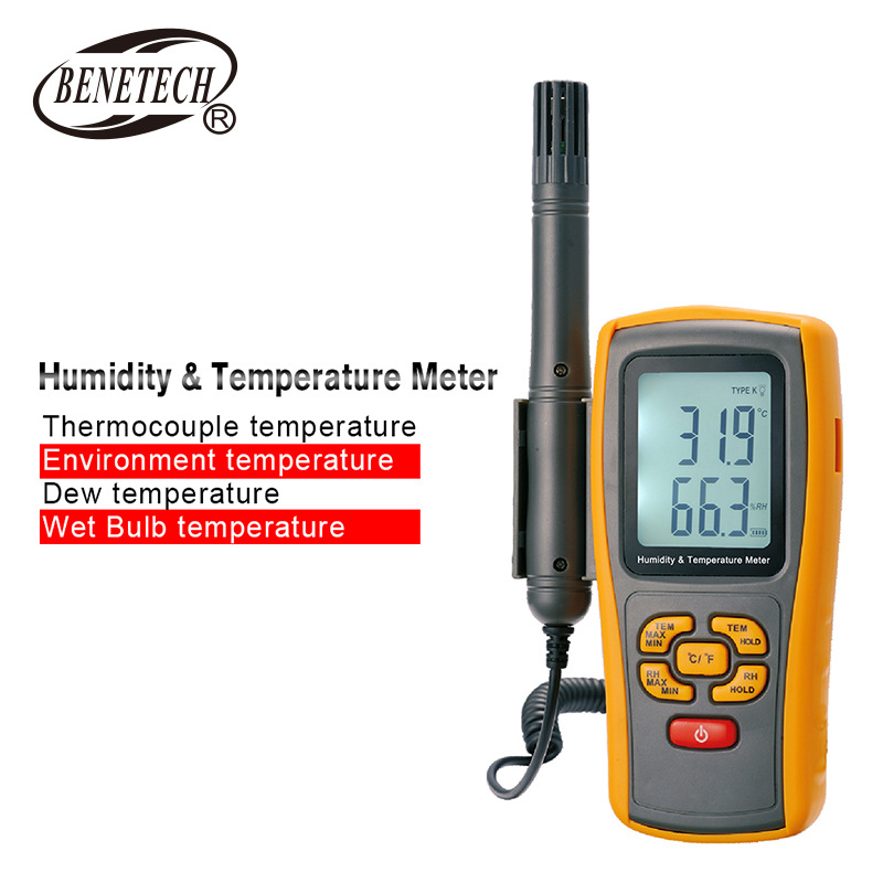 标智GM1361+高精度K型热电偶温湿度计分体式USB联机电子温湿度计