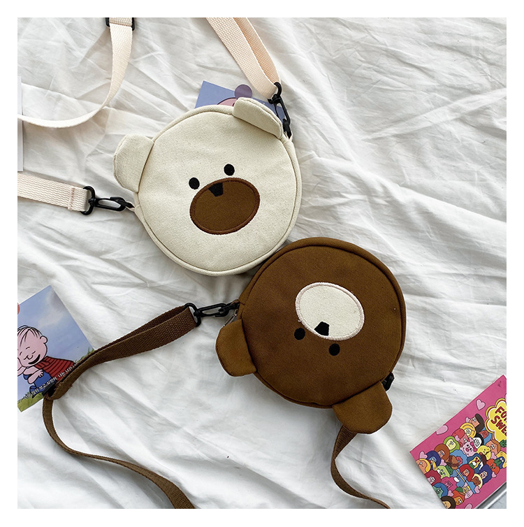 New Fashion Cute Bear Canvas Student Shoulder Bag Mobile Phone Bag Cute Cute Embroidery Cartoon Bag display picture 56