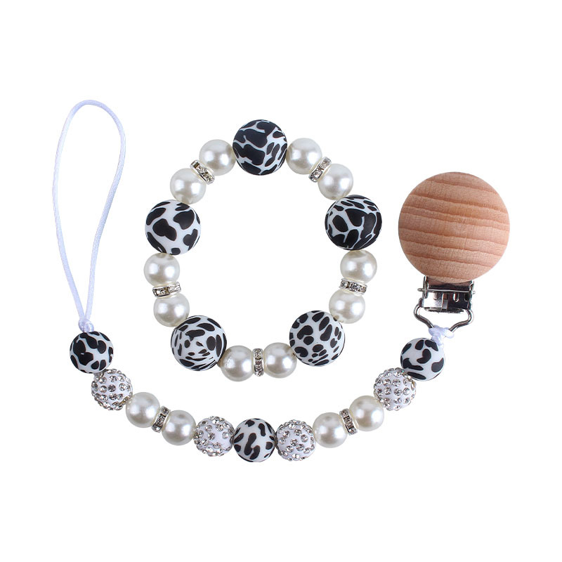 Nuevo bebé haya chupete clip bebé creativo leopardo perlas de gel mordedor gel pulsera chupete cadena anti-cadena