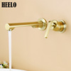 Concealed pre-buried hot and cold washbasin splash-proof European-style cross-border brushed gold gun black wall-mounted basin faucet
