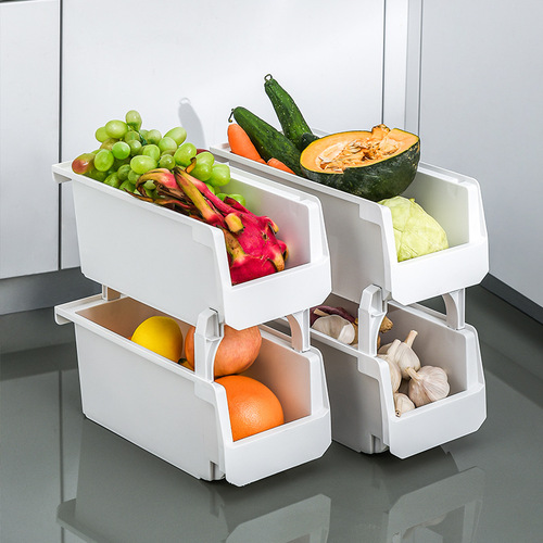 Kitchen shelves can be stacked with fruit and vegetable storage baskets, vegetable baskets, drawer storage baskets, plastic sundries baskets with multiple layers