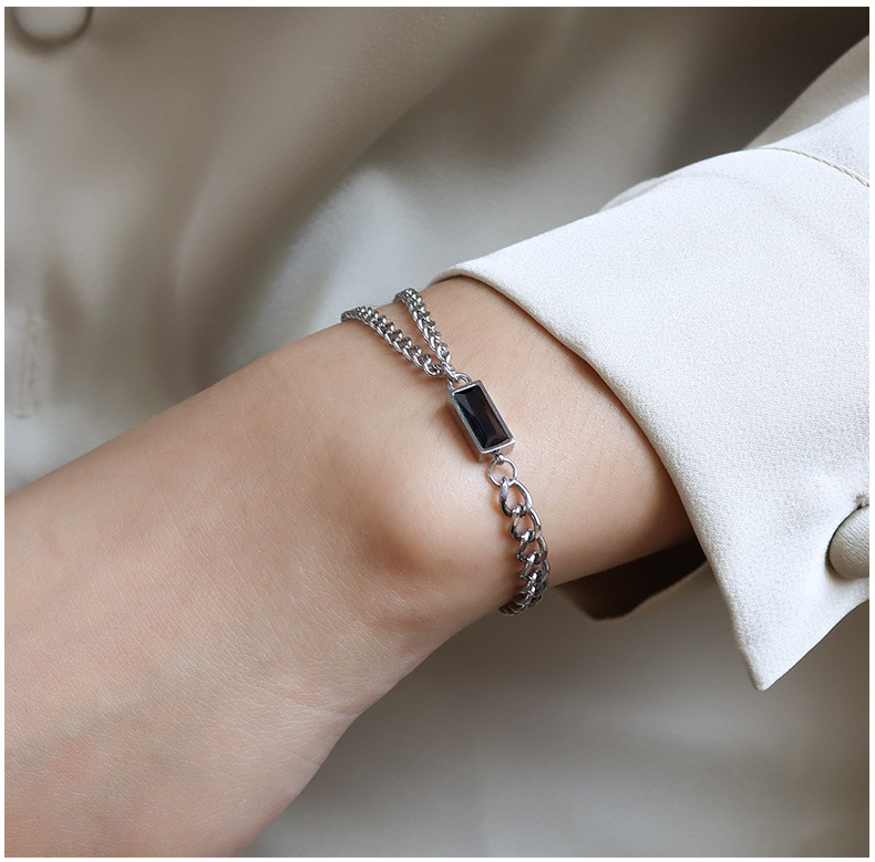 trendy chain zircon double chain stacking necklace