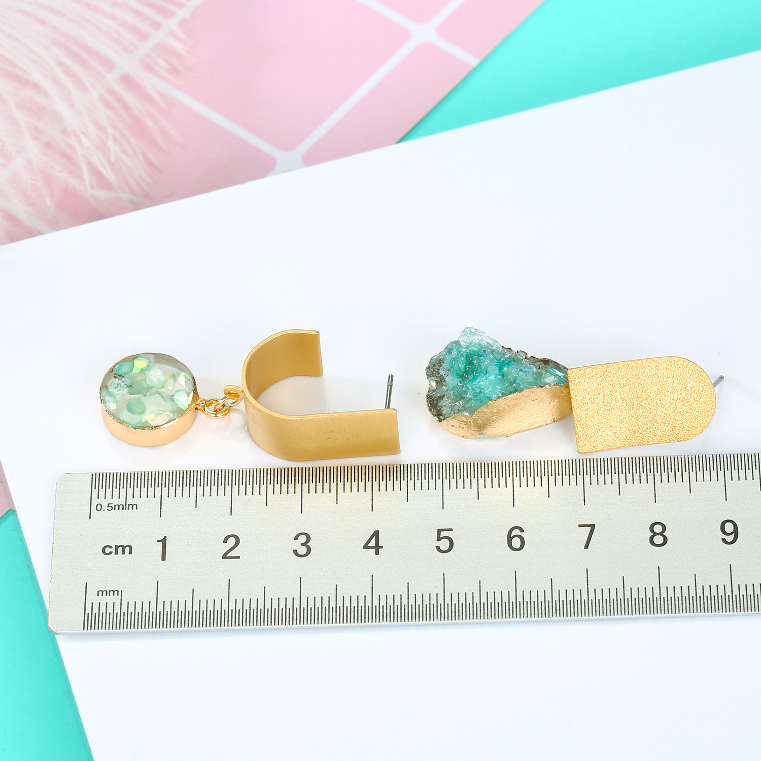 Jewelry Earrings Imitation Natural Stone Earrings Stone Earrings Water Drop Mineral Resin Earrings display picture 2
