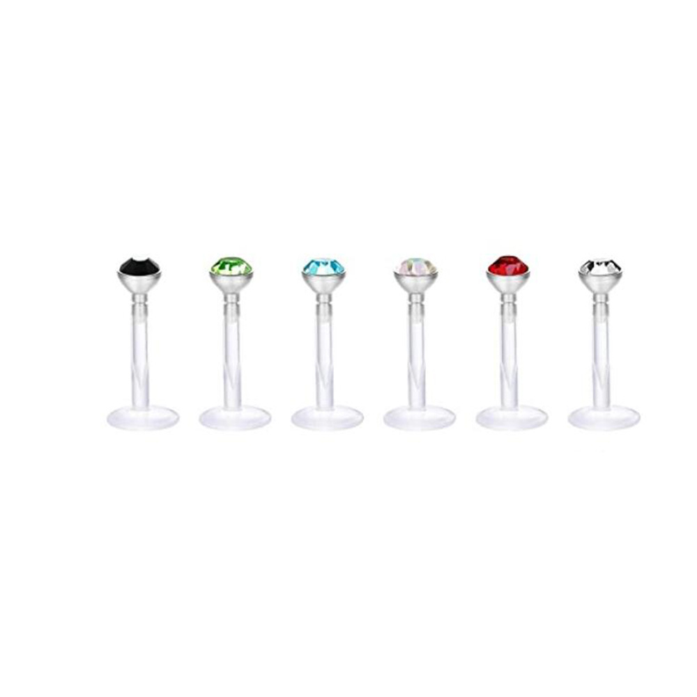 Transparent Acrylic Piercing Jewelry Set - Nose Ring, Eyebrow, Belly Button, Tongue, Lip - 6 Pieces detail image 9