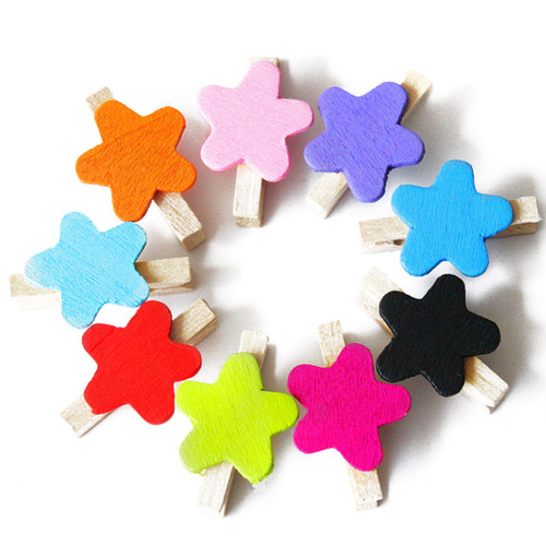 Photo album flower heart Korean style cartoon Wood small clip Message ticket holder Storage clip 3cm