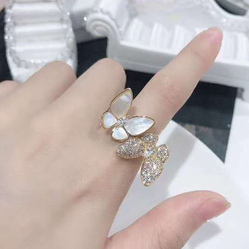 Shell Butterfly Ring Stereo Opening Adjustable Lady Trendy Ring Index Finger Ring Wholesale Nihaojewelry display picture 1