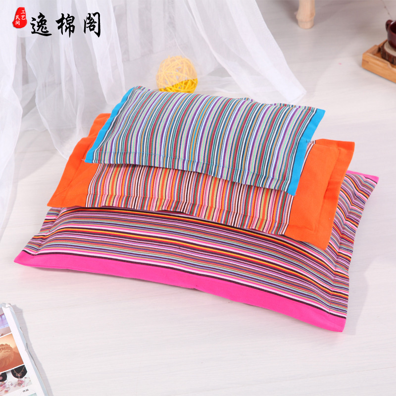 荞麦枕头厂家批发老粗布多款色织布料床上用品展会地摊 会销礼品