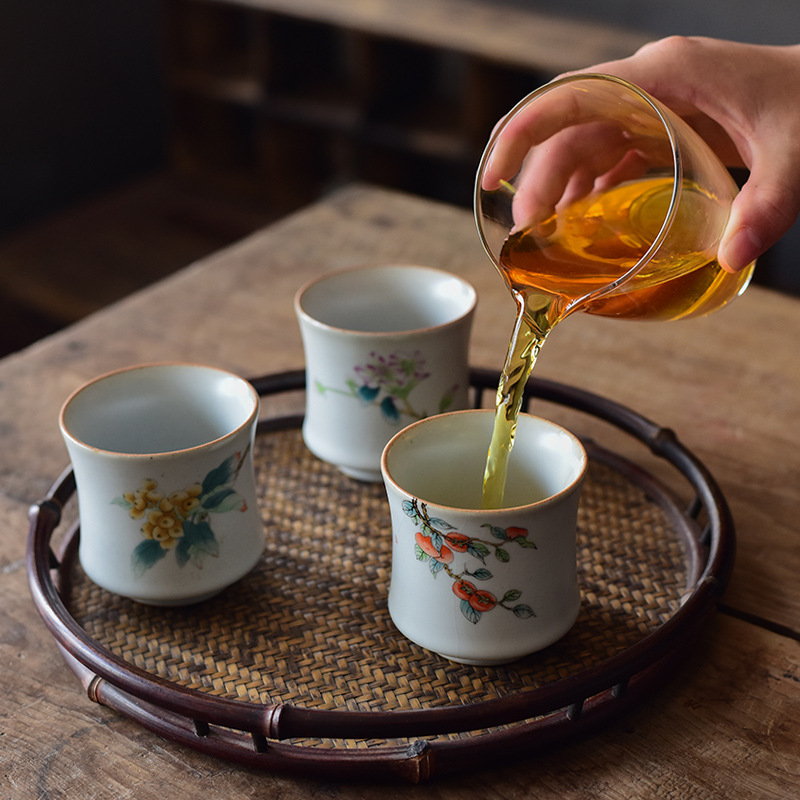 Azul y blanco Ru horno taza de té taza maestra taza de té Kung Fu taza de té de cerámica juego de té taza personal grande taza individual té