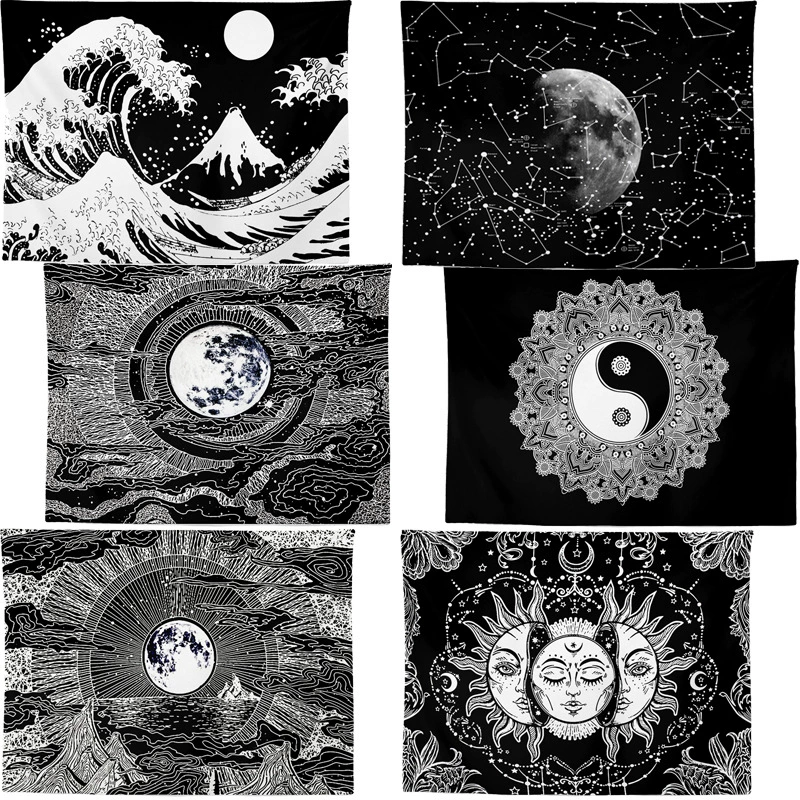 Трансграничные горячие продажи в кибер-знаменитости гобелен живопись Черно-белая серия гобелен живопись фон подвесная ткань настраиваемый