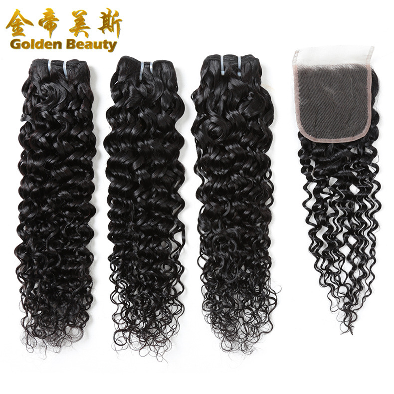Real-Life hair curtain water wave hair bundles 4x 4 lace closure Real-Life hair curtain water wave hair bundles 4x 4 lace closure